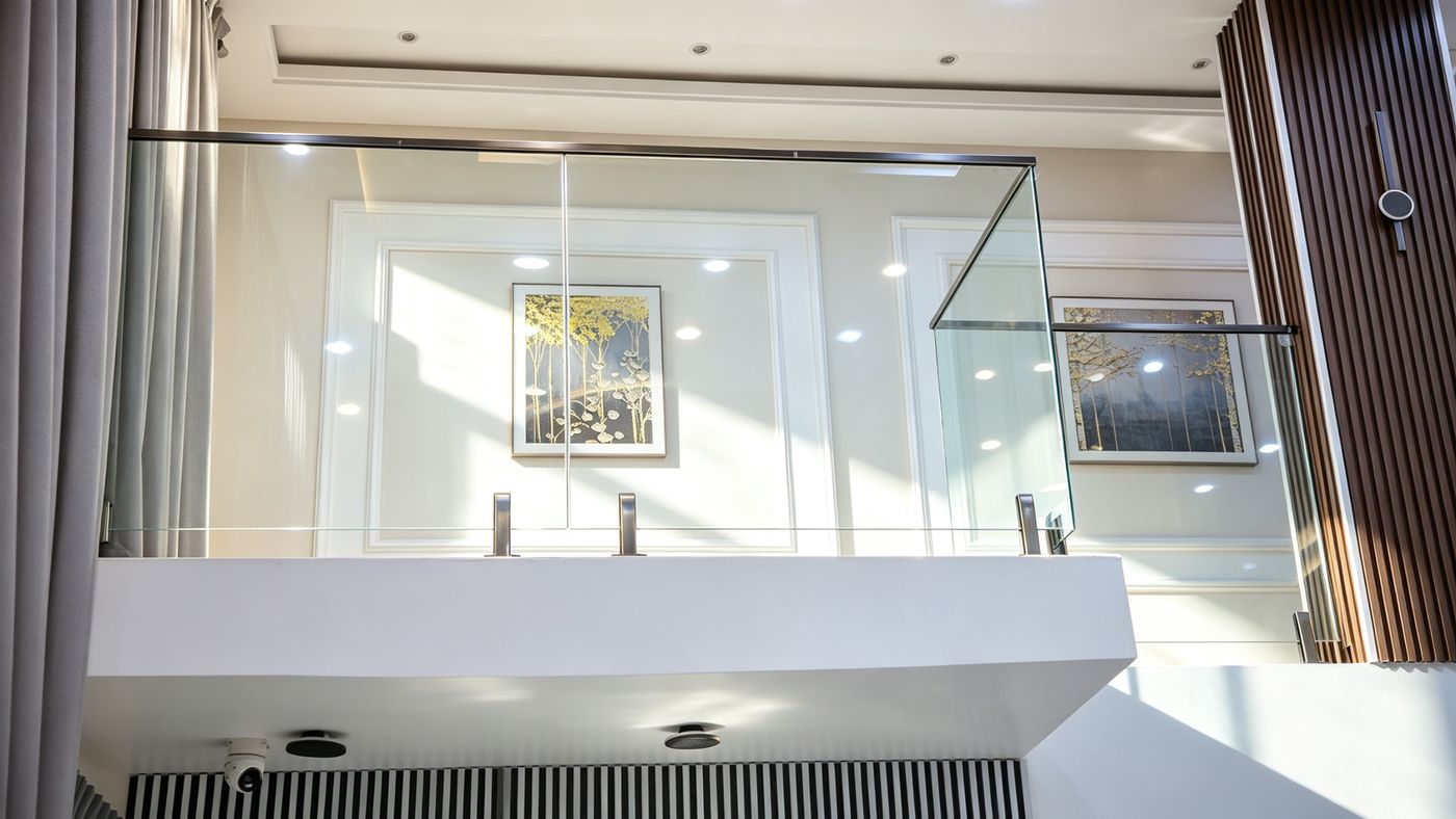 Glass balustrade on a mezzanine