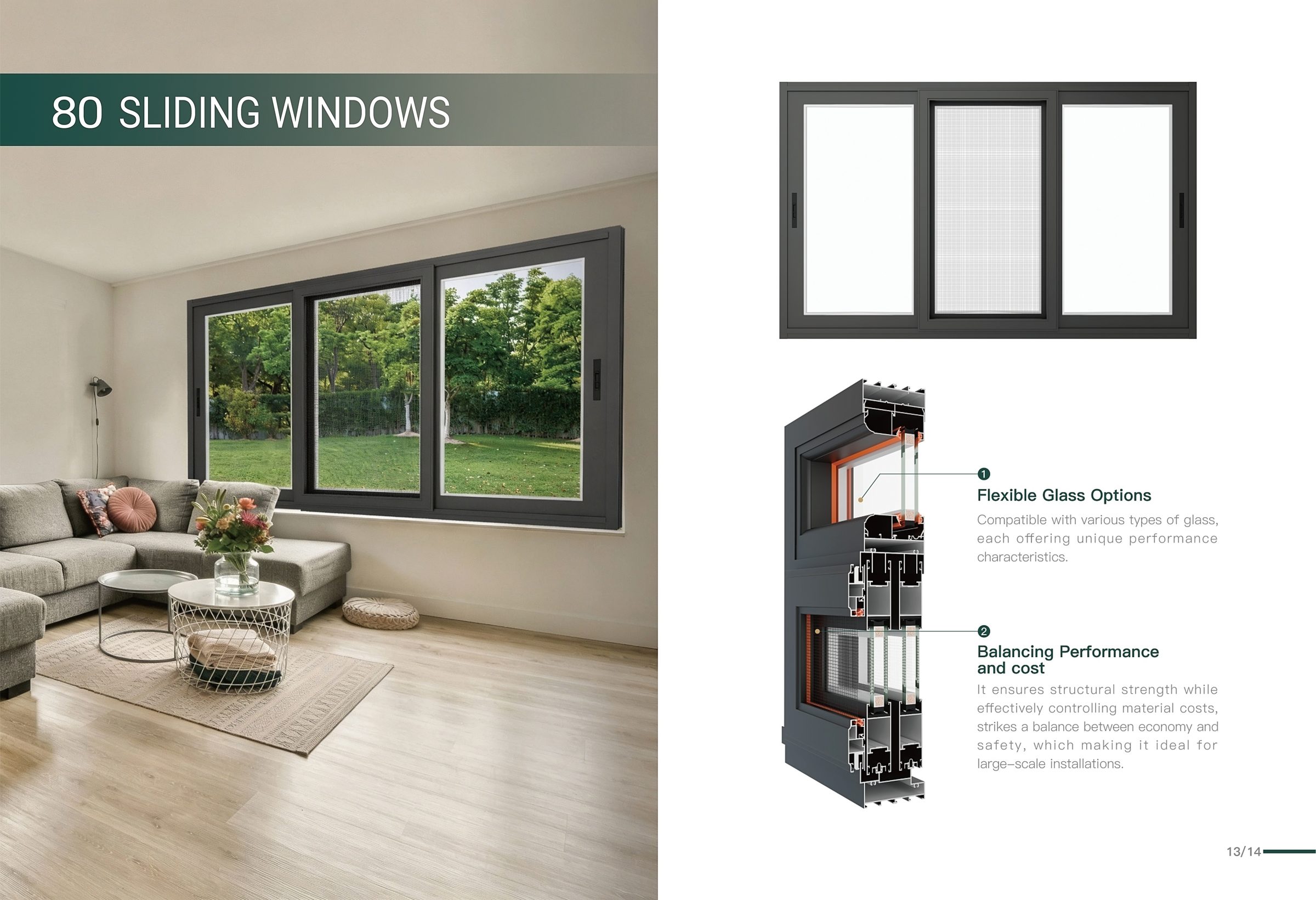 80 Series sliding windows catalogue page