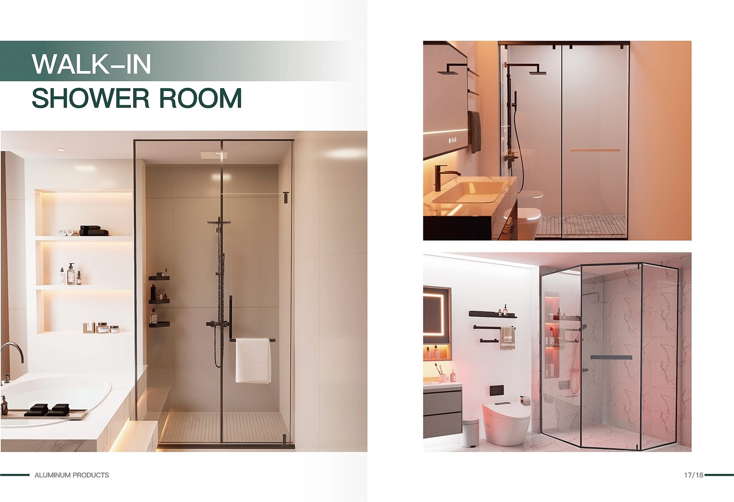 Walk-in shower room catalogue page