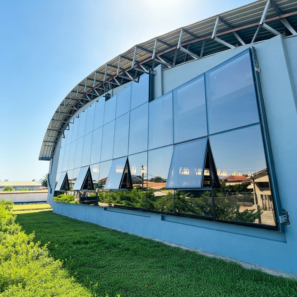 Curved glass curtain wall on a church building