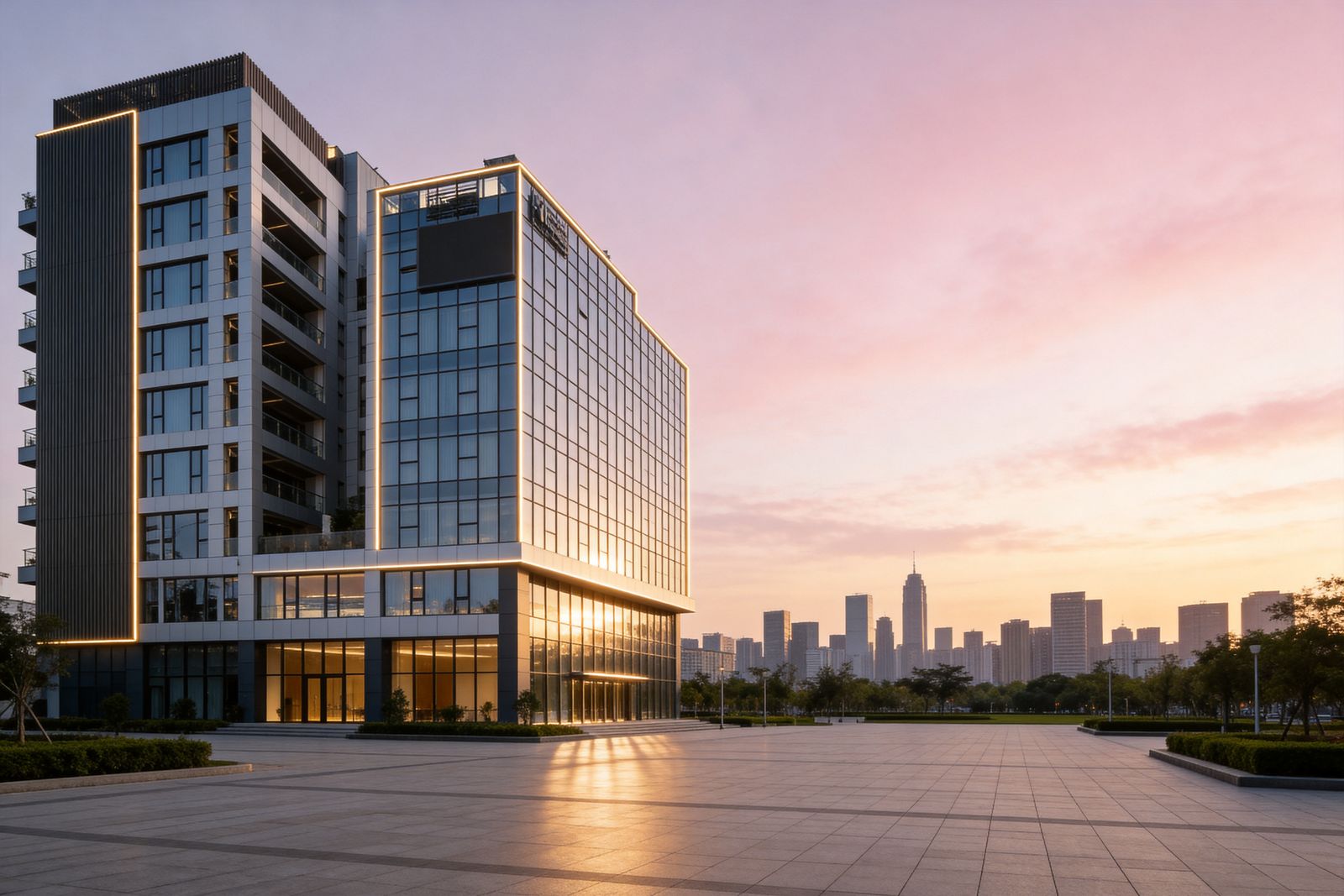 ESP commercial tower at sunset