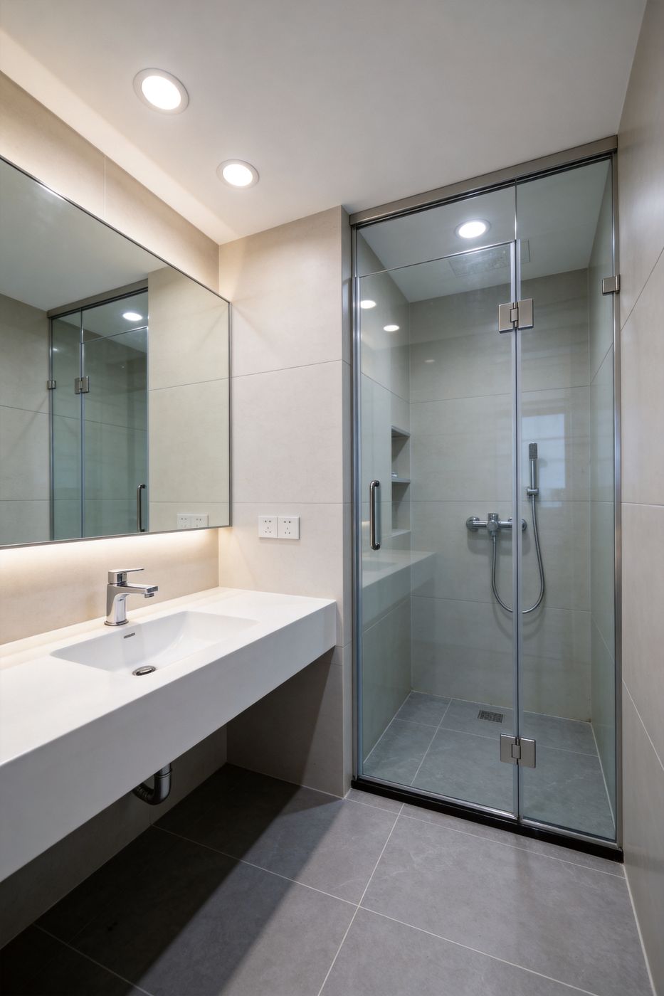 Frameless walk-in shower enclosure